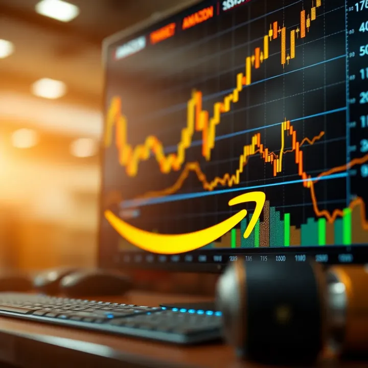 Illustration of financial charts and data representing Amazon’s growth potential and investment insights