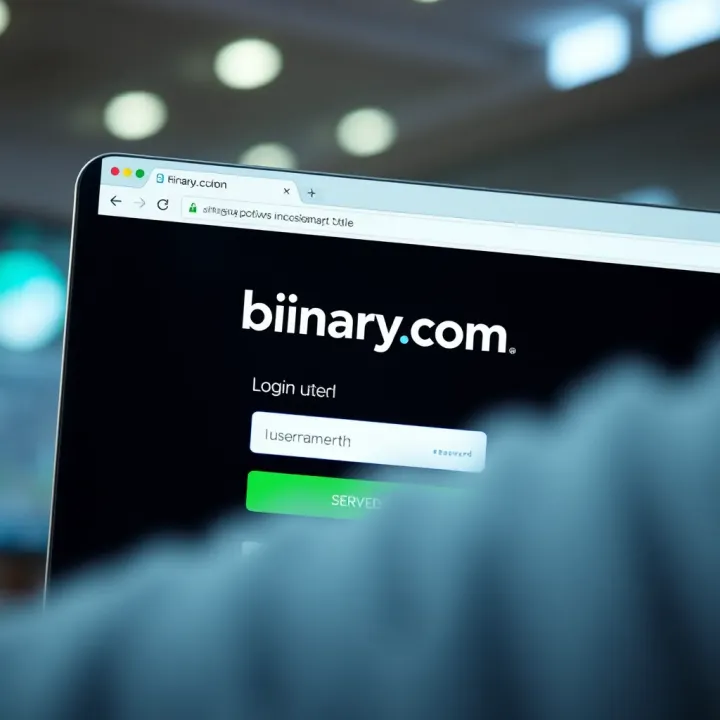 Screenshot showing the Binary.com login interface with input fields for username and password