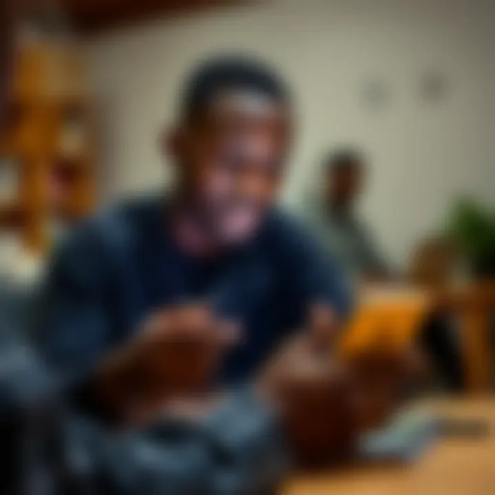 Student using a smartphone to explore mobile applications for earning money online in Nigeria