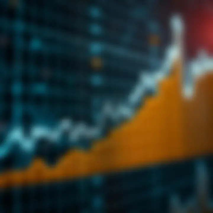 Graph showing an upward trend in Arbitrum cryptocurrency price with digital blockchain background