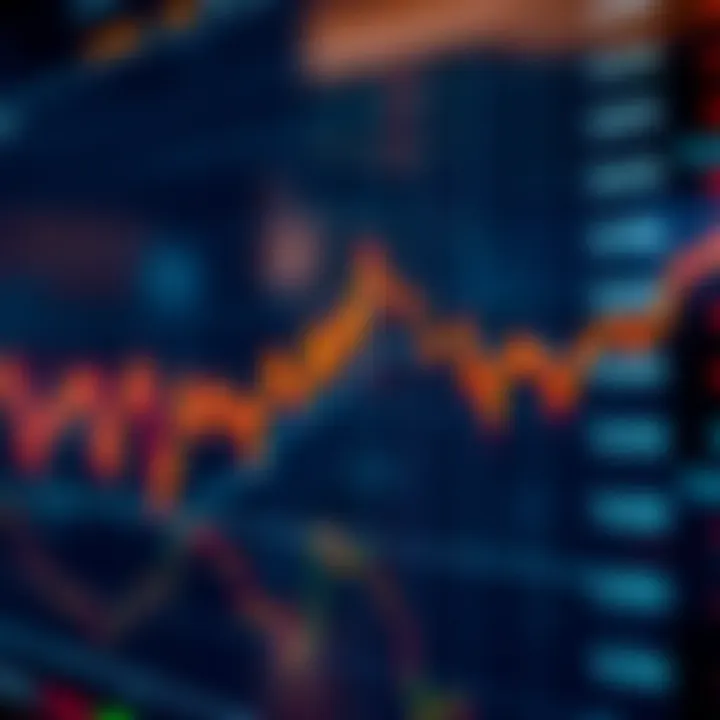 Digital chart displaying currency exchange rates with upward trend lines