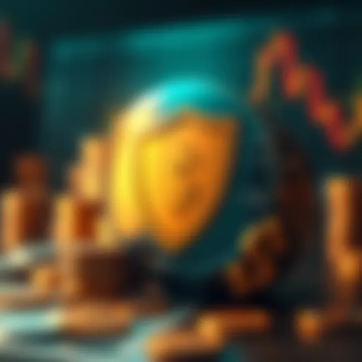 Conceptual illustration of secure financial regulation with shield and currency symbols