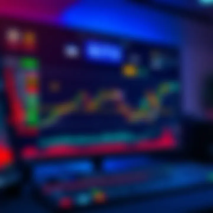 Dashboard of a trading platform showing stock charts and market data