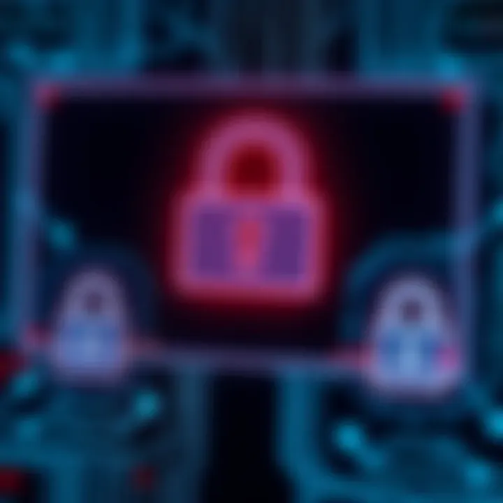 Secure login interface with encryption symbols highlighting digital security