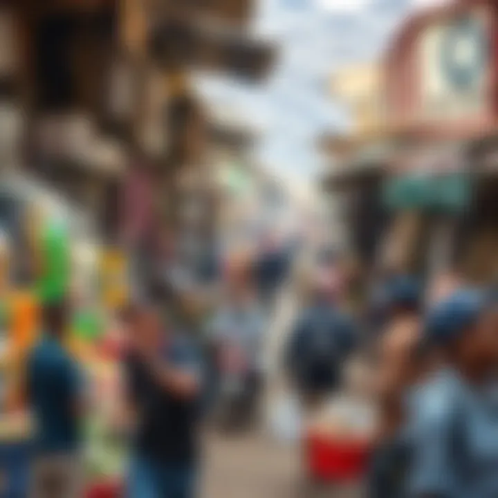 Vibrant Nigerian urban market bustling with traders and customers amid diverse goods and stalls