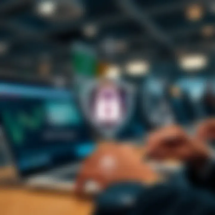 Secure online transaction with data protection icons illustrating platform security measures