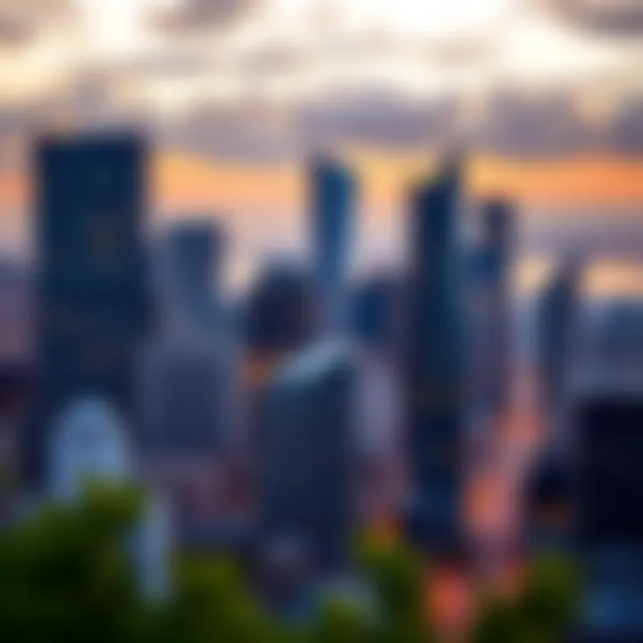 Skyline view of modern urban buildings representing real estate development