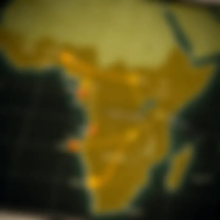 Map highlighting economic connections between Nigeria, South Africa, and global markets influencing currency exchange