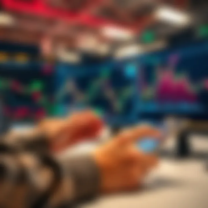 Visual representation of trading charts and social media interaction illustrating challenges and opportunities