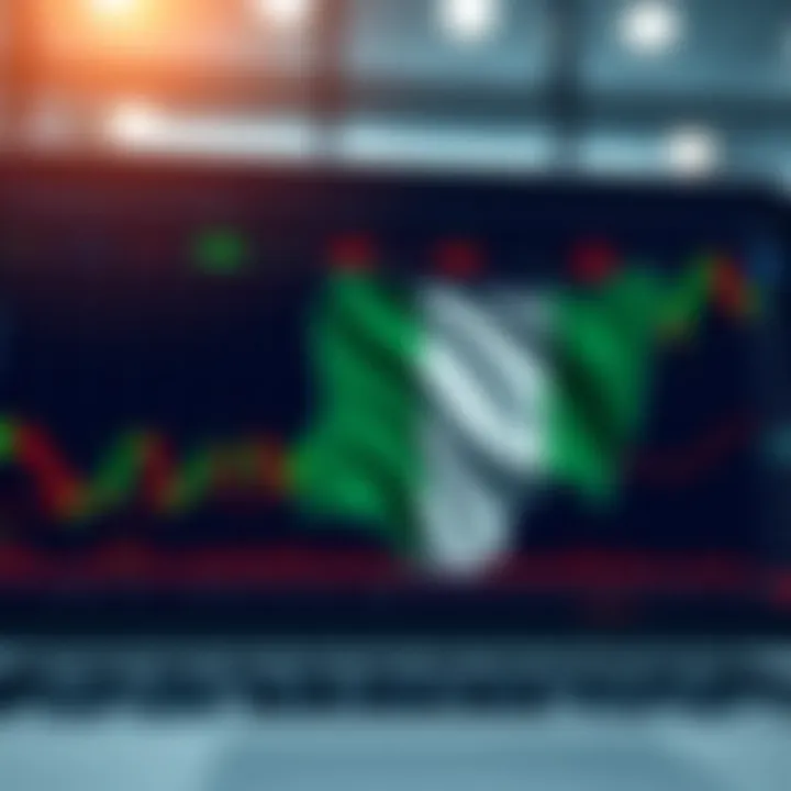 Digital graph showing successful trading trends with Nigerian flag overlay