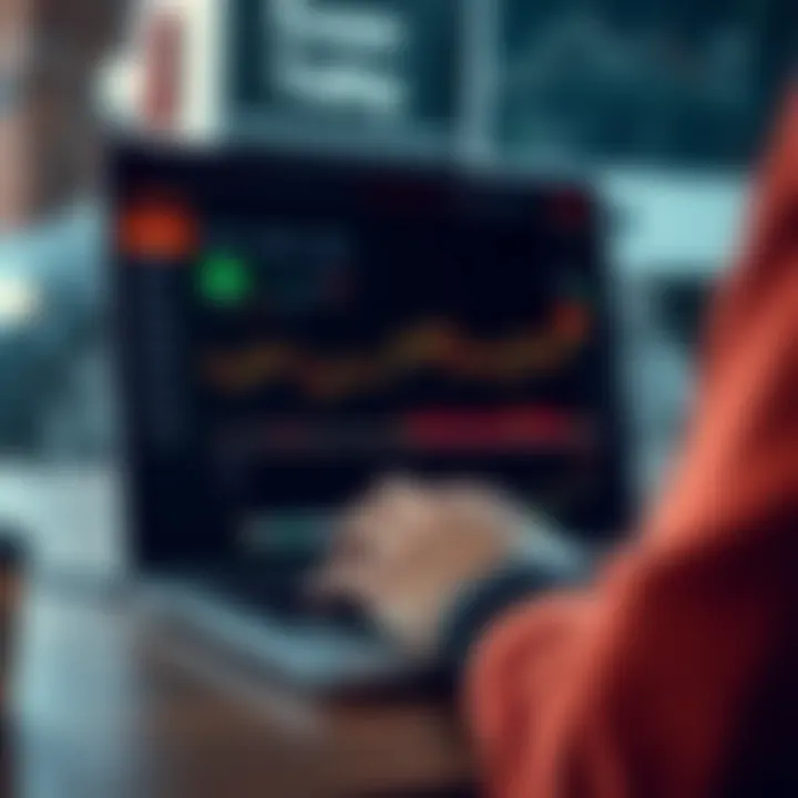 User interacting with Exness platform on a laptop showing account dashboard and trading tools