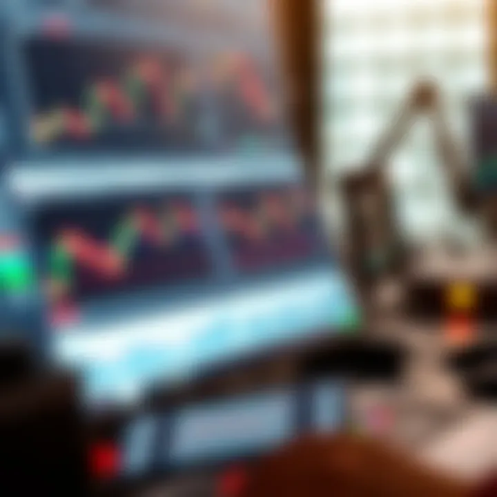 Trading platform interface displaying live market charts and multiple technical indicators for detailed analysis