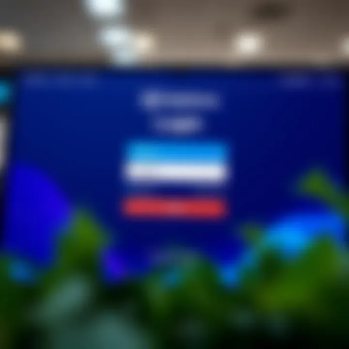 User interface displaying IQ Options login screen with input fields and secure access features