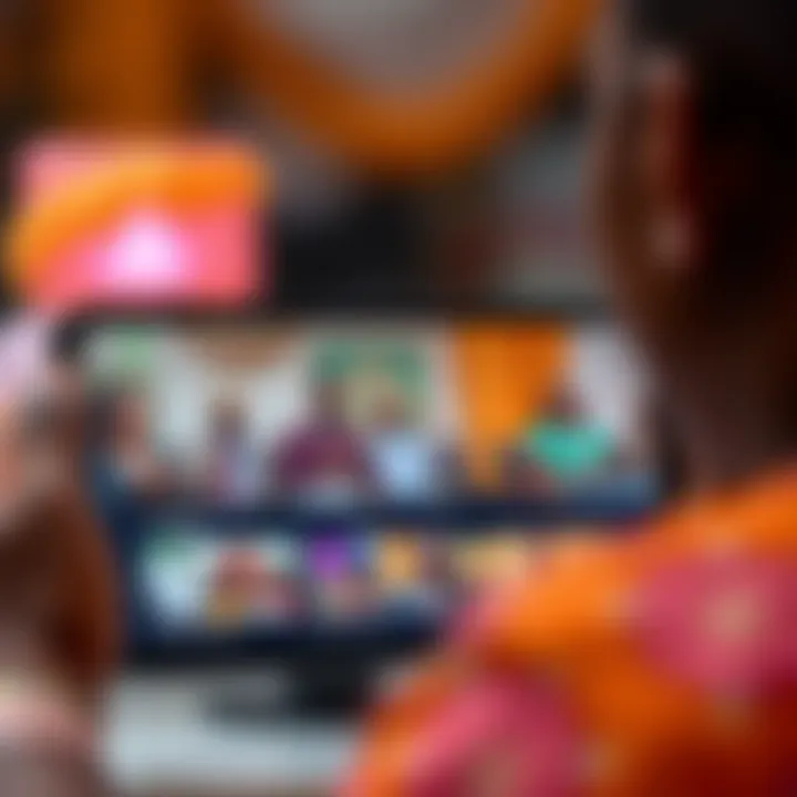 Colorful digital interface showcasing live streaming content on a mobile device with Nigerian cultural themes