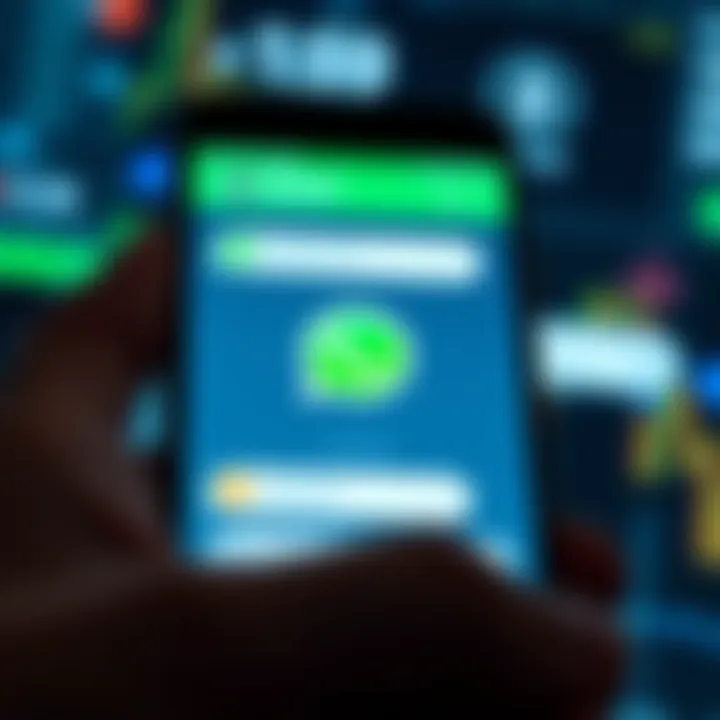 Secure Chat Interface for Cryptocurrency Groups Secure smartphone display showing encrypted chat application with cryptocurrency icons