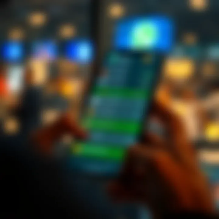 Smartphone displaying a WhatsApp chat filled with cryptocurrency discussions and market updates