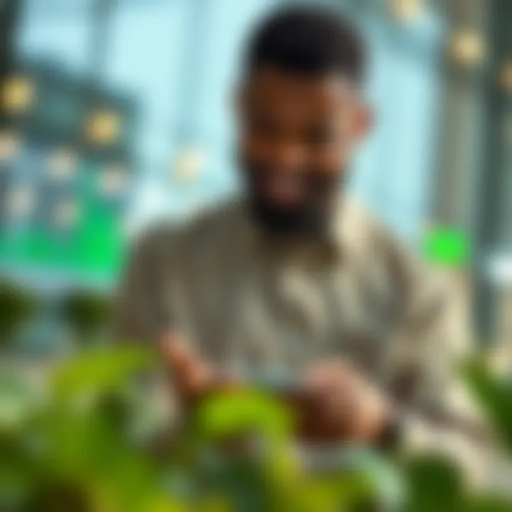 Nigerian Investor Leveraging Copytrading Technology Conceptual illustration of Nigerian investor using a digital platform for copytrading