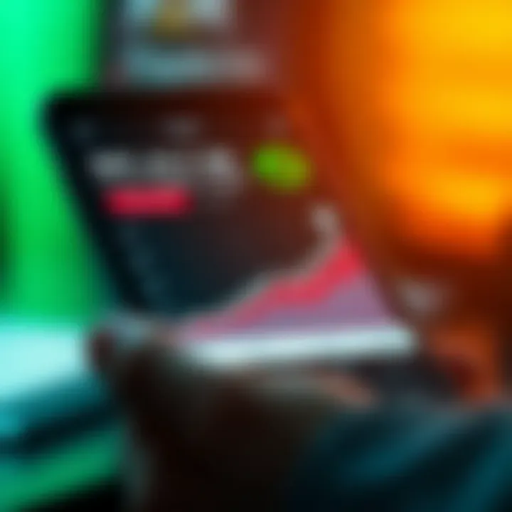 Graph showing upward trend of forex trading signals on a mobile device screen