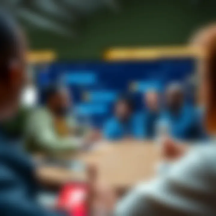 Illustration showing a vibrant online cryptocurrency community exchanging ideas in a chat group interface