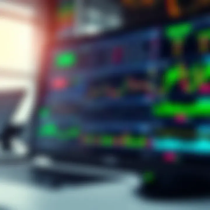 Dashboard displaying various online trading charts and market data