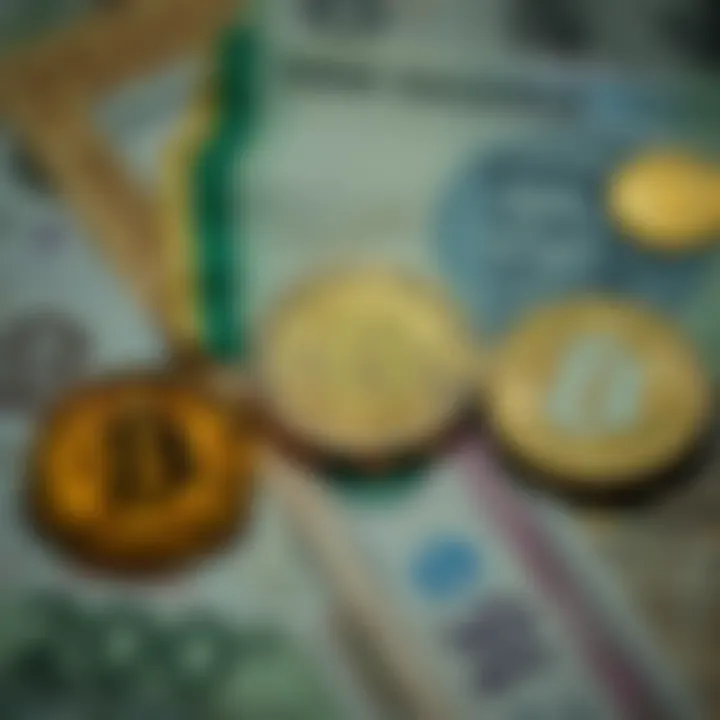 Digital representation of interconnected cryptocurrency symbols with a Nigerian currency background