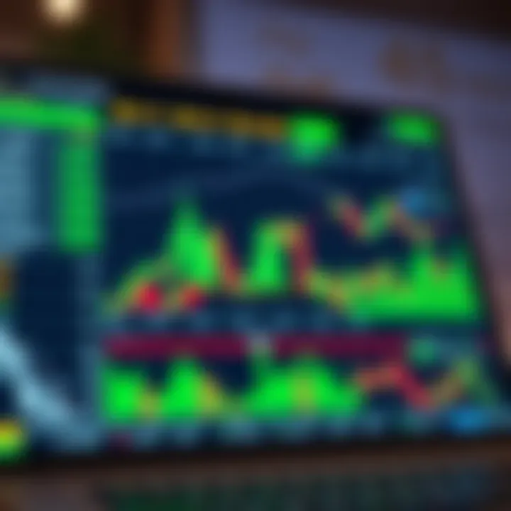 Digital trading platform interface showing virtual currency charts and trading tools