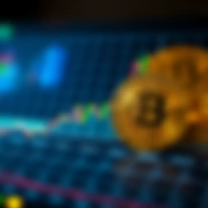 Graph depicting fluctuating Bitcoin prices with upward trend lines