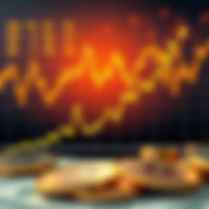 Graph showing the upward trend of gold prices against the US dollar with economic indicators in the background