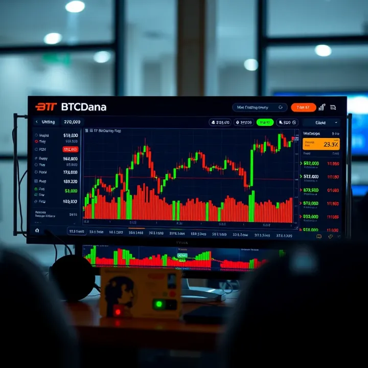 User interface showing cryptocurrency trading options on BTCDana platform