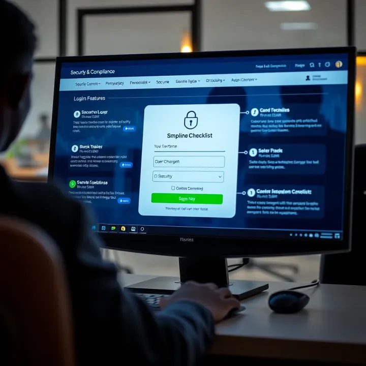 Security and Compliance Features for Nigerian Broker Website Secure login screen with compliance checklist and security features designed for Nigeria's broker platform