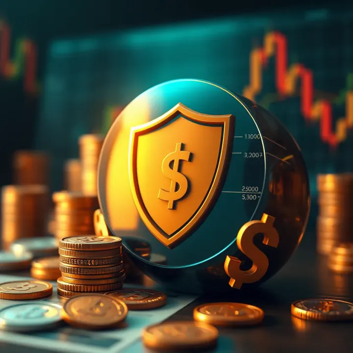 Conceptual illustration of secure financial regulation with shield and currency symbols