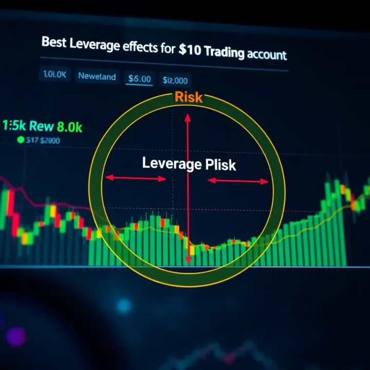 Diagram illustrating leverage impact on trading account balance with risk and reward zones
