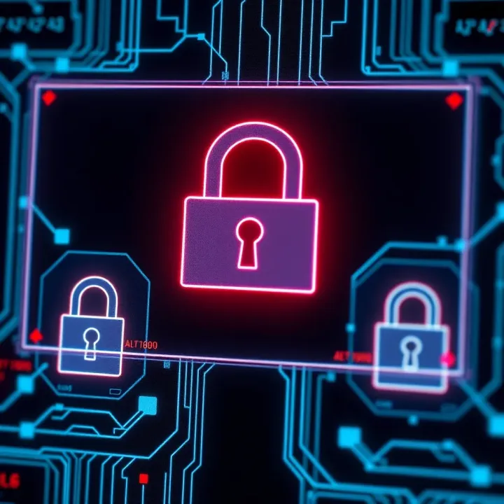 Secure login interface with encryption symbols highlighting digital security