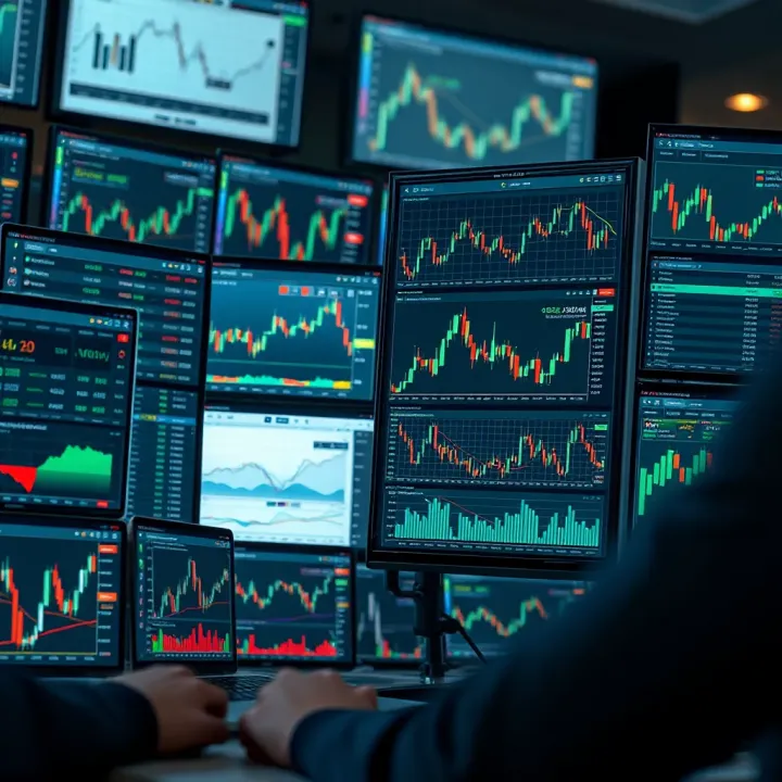 Illustration showing various digital trading platform interfaces with charts and analytics tailored for Nigerian investors