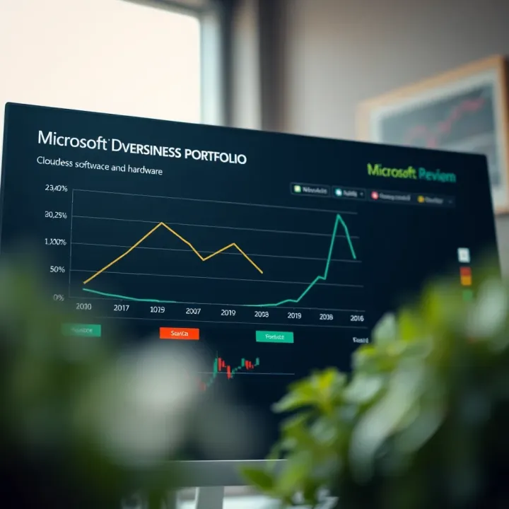 Microsoft's Diverse Business Operations and Product Portfolio Graph showing Microsoft's diversified product and service segments including cloud, software, and hardware