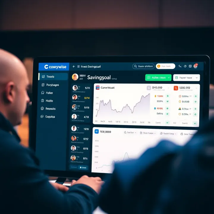 Dashboard displaying savings goals and investment options on a digital platform