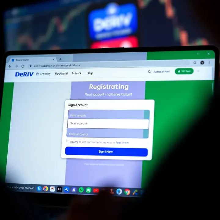 Deriv platform registration interface showing account sign-up form with Nigerian flag colors