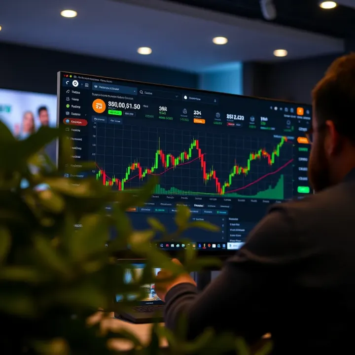 Screen displaying the Expert Option online trading platform interface with graphs and trading options