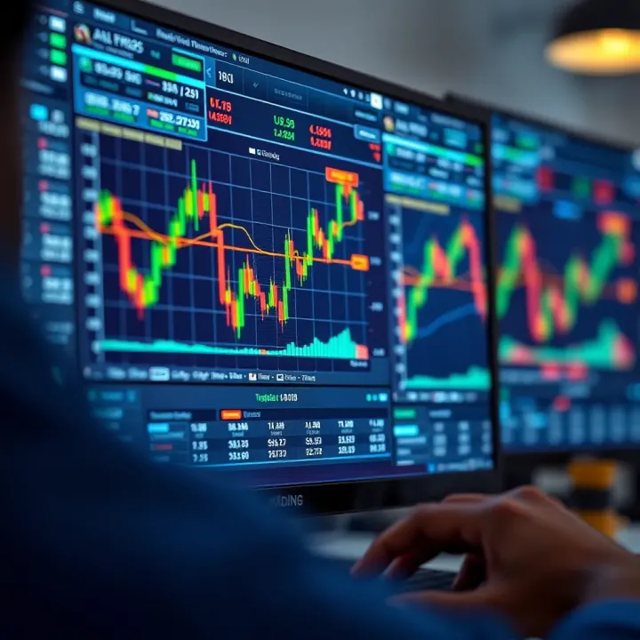 Analyzing Forex Trading Platforms for Nigerian Traders Close-up of a computer screen displaying forex trading charts and data for Nigerian currency pairs