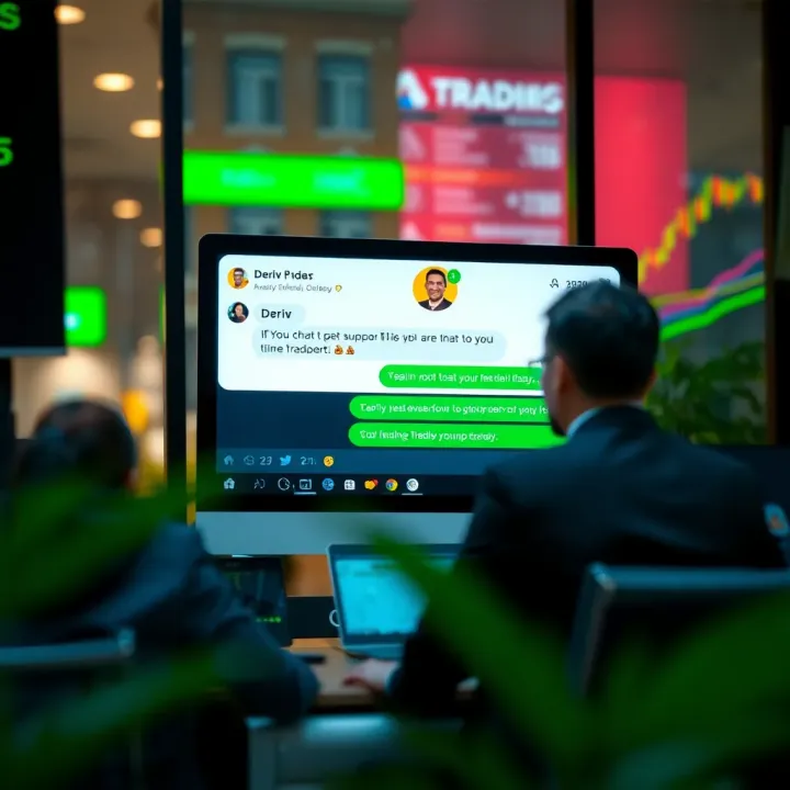Real-time chat window showing conversation between a trader and Deriv support representative