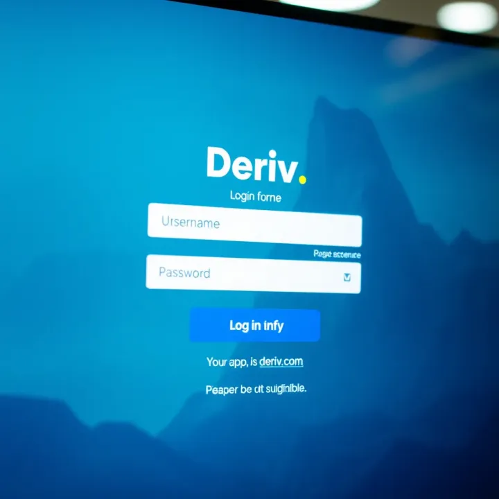 Screenshot showing the Deriv login page with input fields for username and password and a secure login button