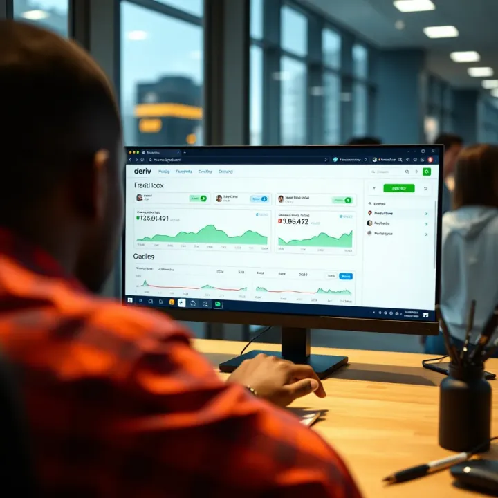 User dashboard displaying various trading options on Deriv platform