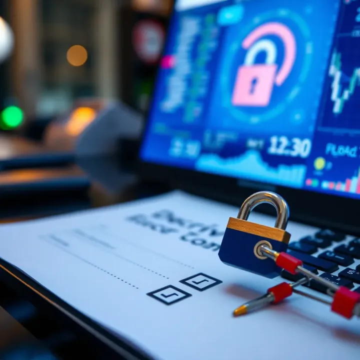 Secure login checklist with icons representing password protection and two-factor authentication