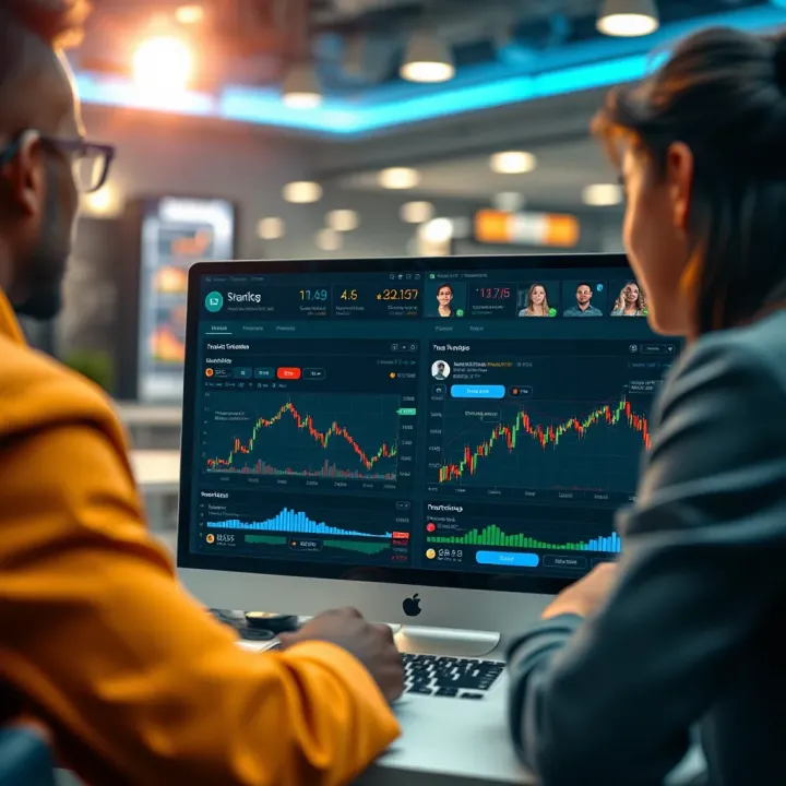 Interactive social network dashboard showing trader discussions and market insights