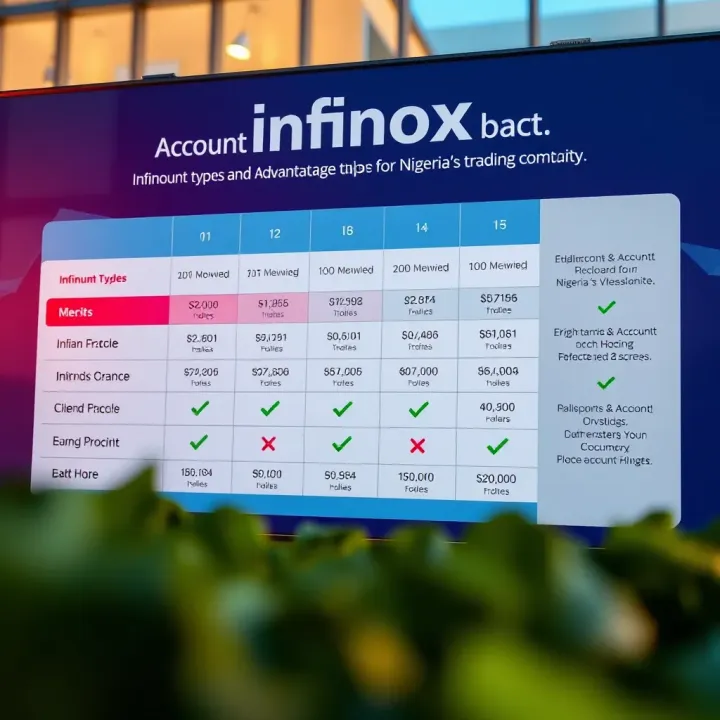 Chart showing different Infinox account types and their benefits tailored for Nigeria's trading community
