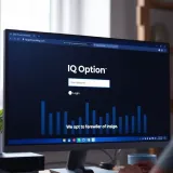 Screenshot of IQ Option login page on a computer screen showing username and password fields