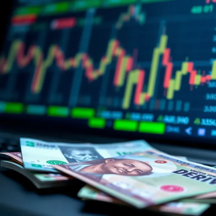 Illustration showing financial symbols and Nigerian currency representing online trading deposits
