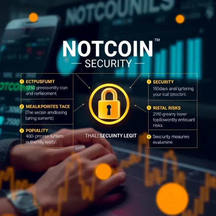 Graphic illustrating security measures and potential risks associated with cryptocurrency investments like NotCoin