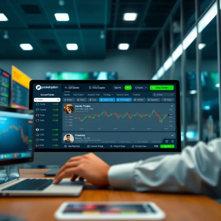 Illustration of secure online trading with Pocket Option highlighting account types and investment security