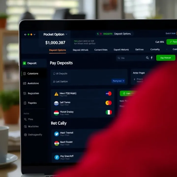 Screenshot of Pocket Option platform showing deposit options and payment methods available for Nigerian traders